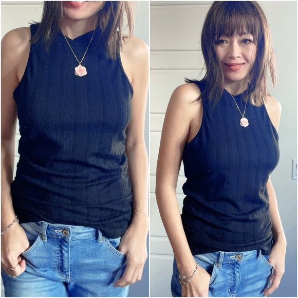 026 Fitted Ribbed Knit Mock Neck Tank Top - Picture 10 of 16